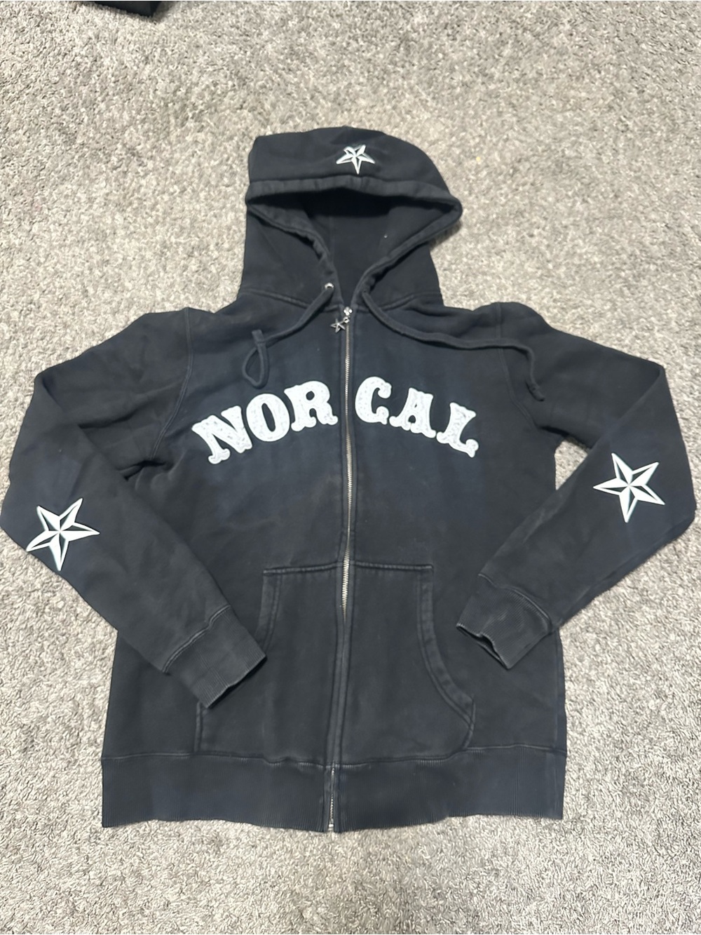 Nor Cal woman’s vintage Black Zip-Up Hoodie Jacket